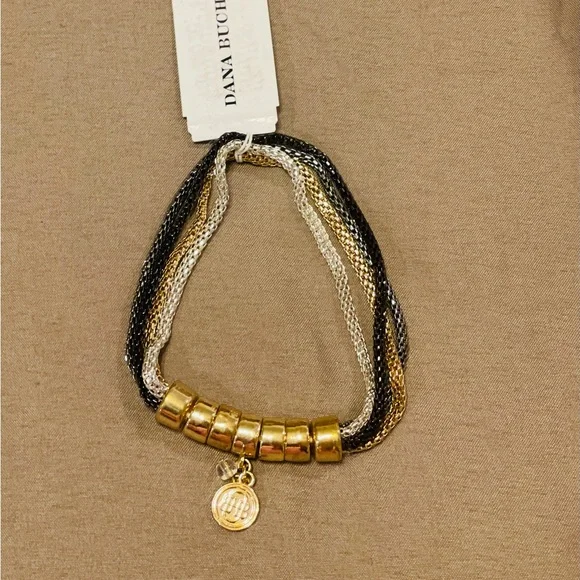 Dana Buchman Elegant Black, Silver, and Gold Bracelet - Picture 2 of 3